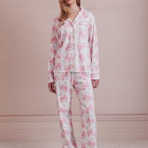 Roller Rabbit Doily Beaux Long Sleeve Polo Pajamas Size SPINK SUGAR / S